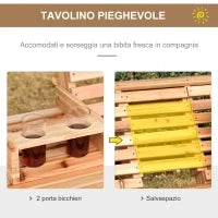 Dondolo Sospeso 3 Posti, Dondolo in Legno per Giardino o Terrazzo con Tavolino Pieghevole e Portabicchieri