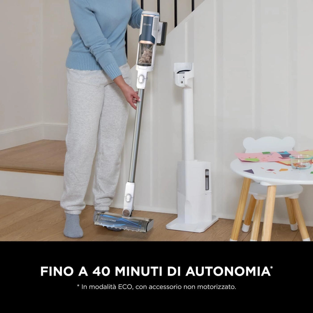 Shark BU3521EU Floor Detect Aspirapolvere a Bastone 2 in 1 Ciclonico Senza Sacchetto 240W 40 min 84 dB colore Blu Bianco