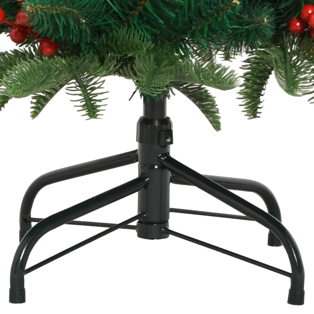 Albero Natale Artificiale Incernierato con Pigne e Bacche 150cm 358375