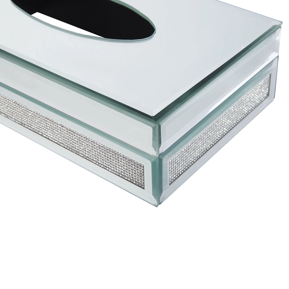 Porta fazzoletti a specchio Cristalli d'argento Accessorio decorativo per la casa
