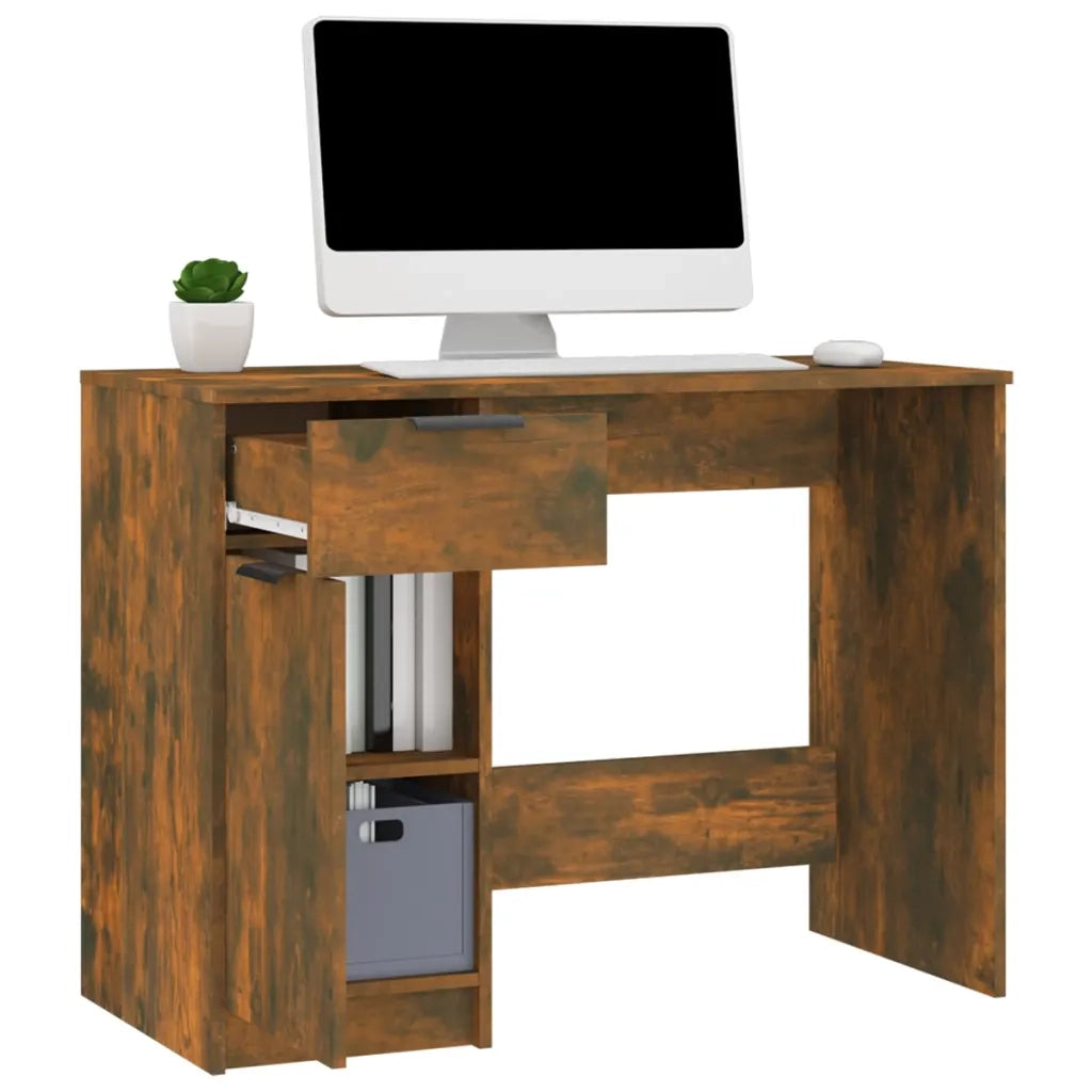 Scrivania Rovere Fumo 100x50x75 cm in Legno Multistrato cod mxl 69514