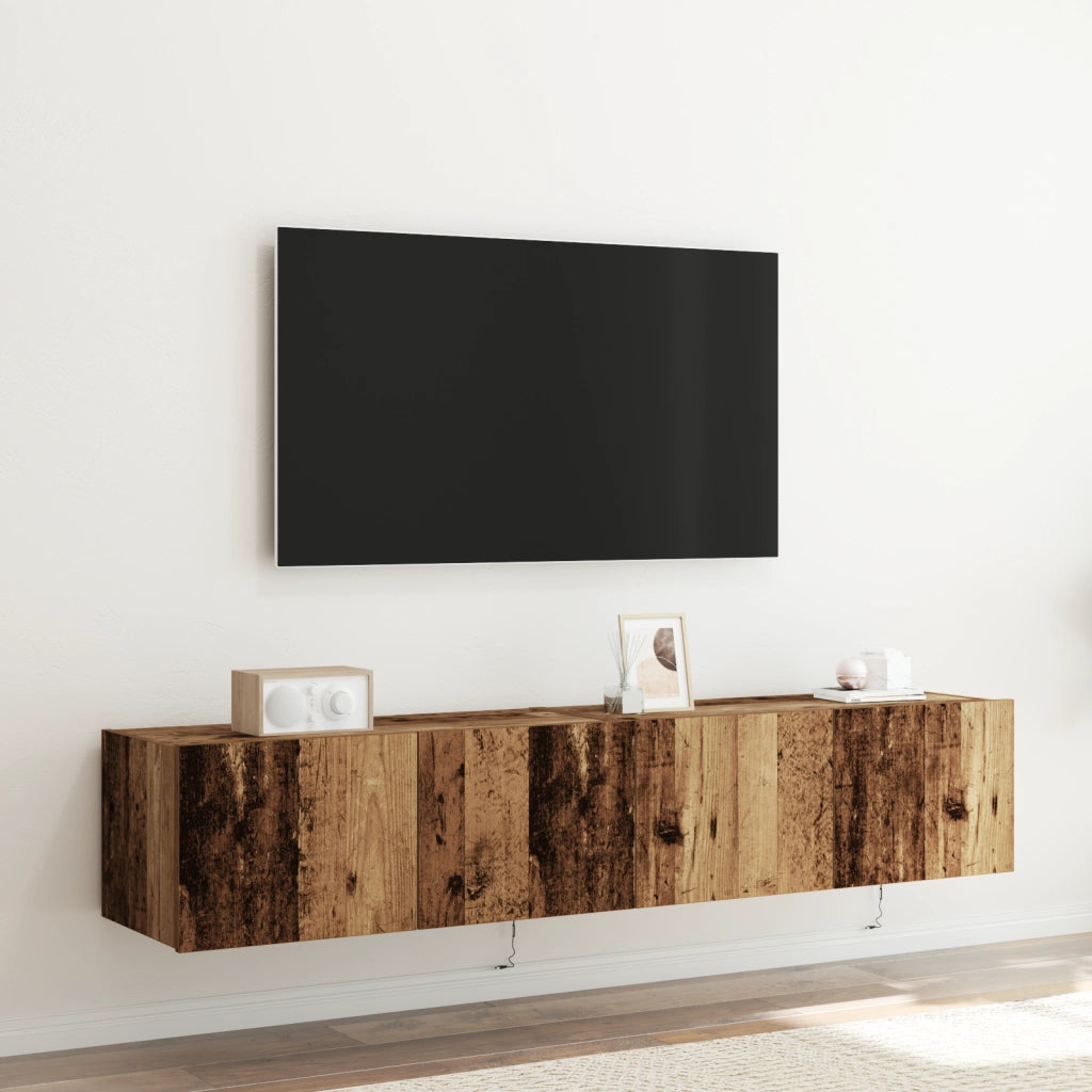 Mobile TV con luci LED 2 pz Legno antico 80x35x31 cm