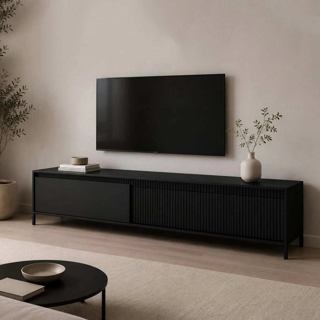 Kami, Mobile Porta tv un Ripiano, 187x40x53h cm Nero