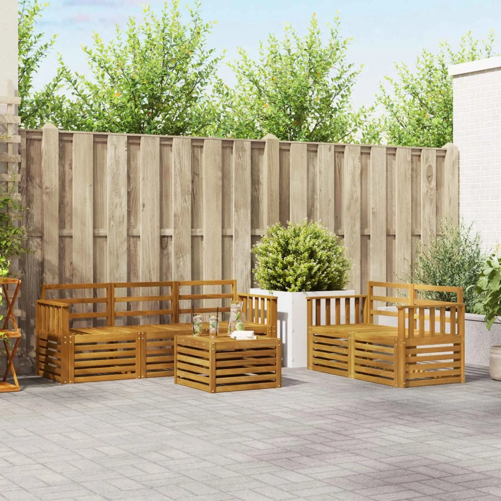Set divani 6 pcs Naturale Legno di Acacia Massello