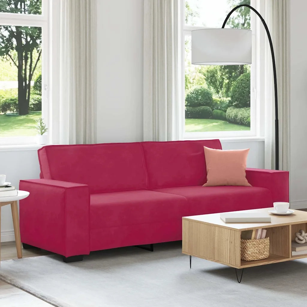 Divano a 3 Posti Rosso Vino 220x78x84 cm in Velluto 4105034