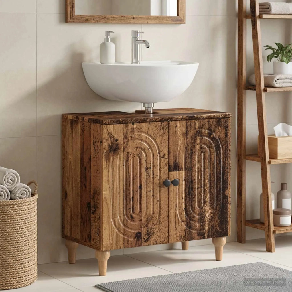 Armadio per Lavabo da Bagno ALKMAAR Legno antico 896133