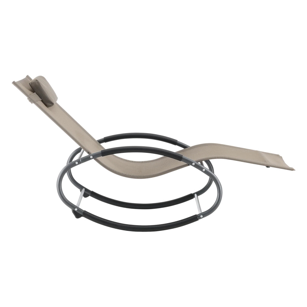 Sedia da giardino rimovibile acciaio e tessuto 153 x 63 x 81 cm beige 03_0009460