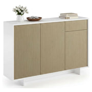 Credenza Arius, Madia da salotto, Buffet da soggiorno a 3 ante e 1 cassetto, 100% Made in Italy, 134x35h87 cm, Bianco e Beige