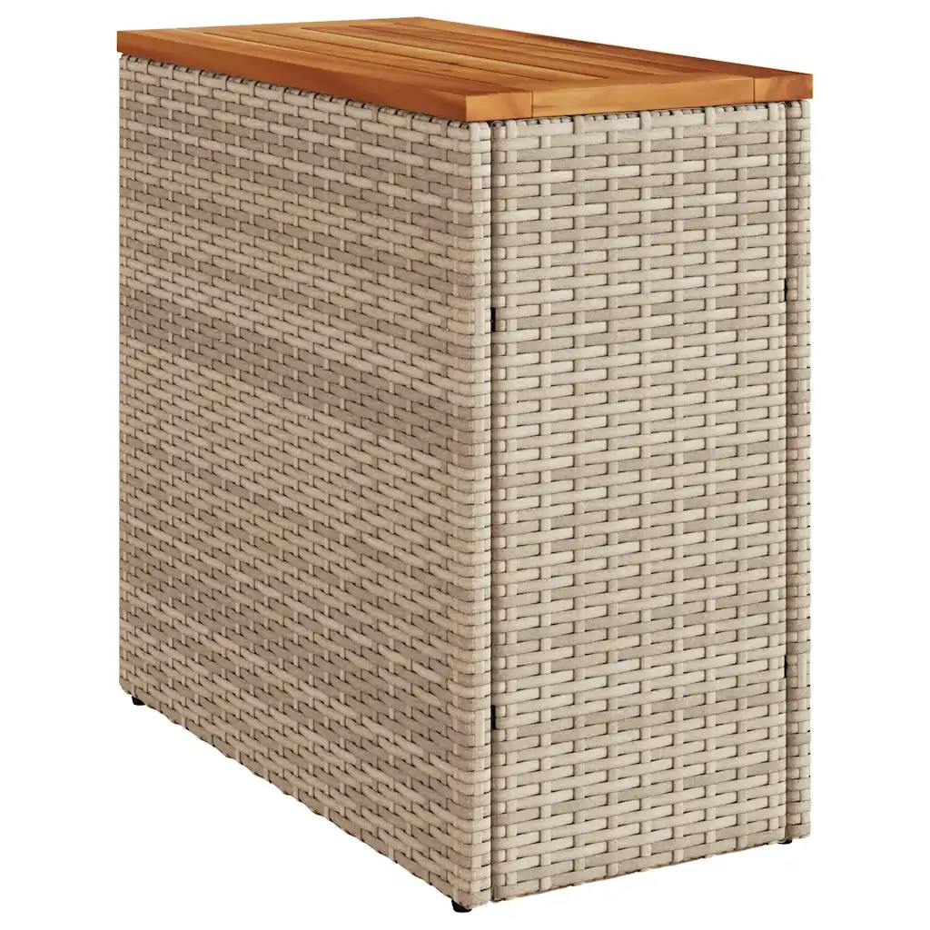 Tavolo da Giardino | Tavolino da esterno Piano in Legno Beige 58x27,5x55cm Polyrattan