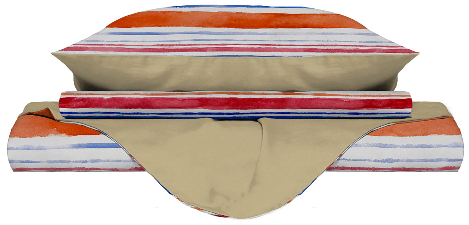 Copripiumino Singolo con Stampa sul Sacco e Federe Doubleface Strisce