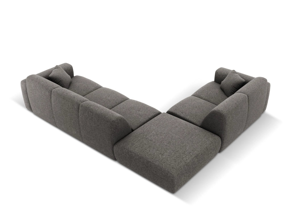 Cosmopolitan Design - Divano angolare sinistro "Nolio" 4 posti in ciniglia grigio 