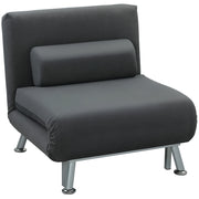 Poltrona Letto Singolo 3 in 1 75x70x75 cm in Tessuto Effetto Lino Grigio Scuro