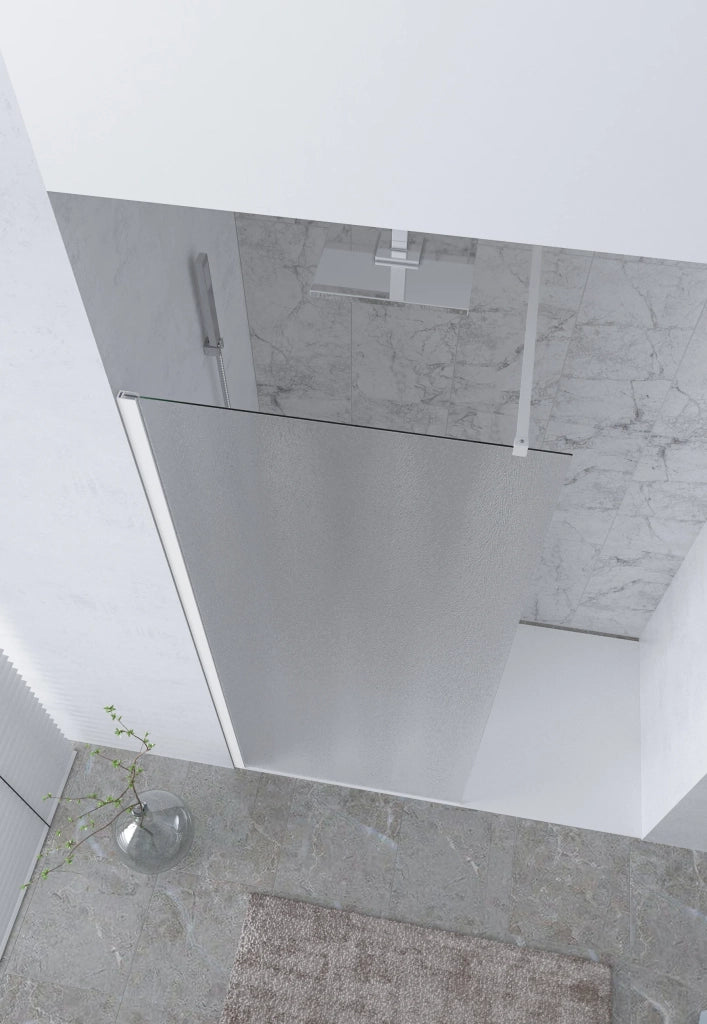 Parete doccia Walk-in da 120 CM H 200 Vetro Trasparente Profilo Bianco in pvc mod. Venus