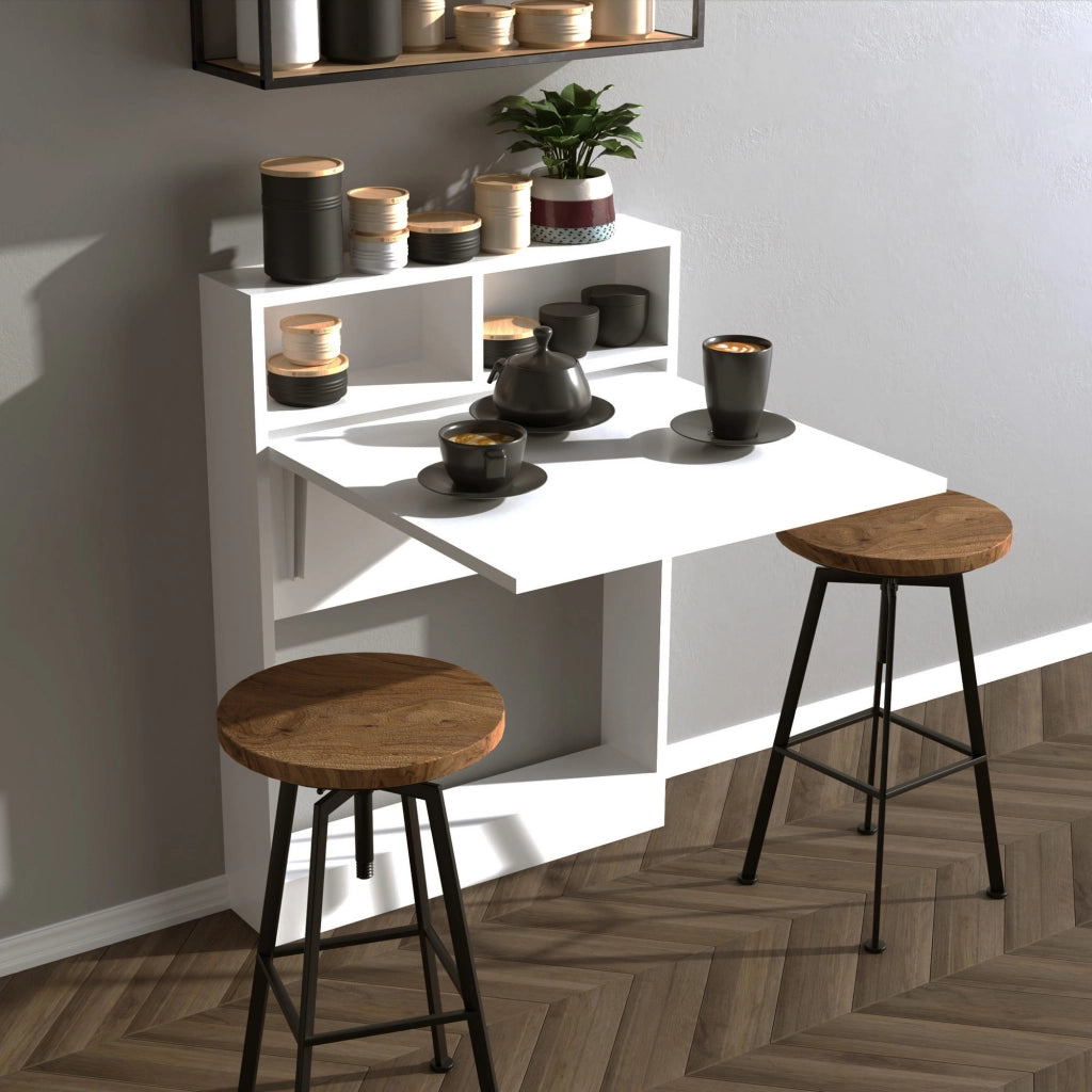 Tavolo da pranzo pieghevole in legno "Bracked" - 70 x 15 x 96 cm - Bianco