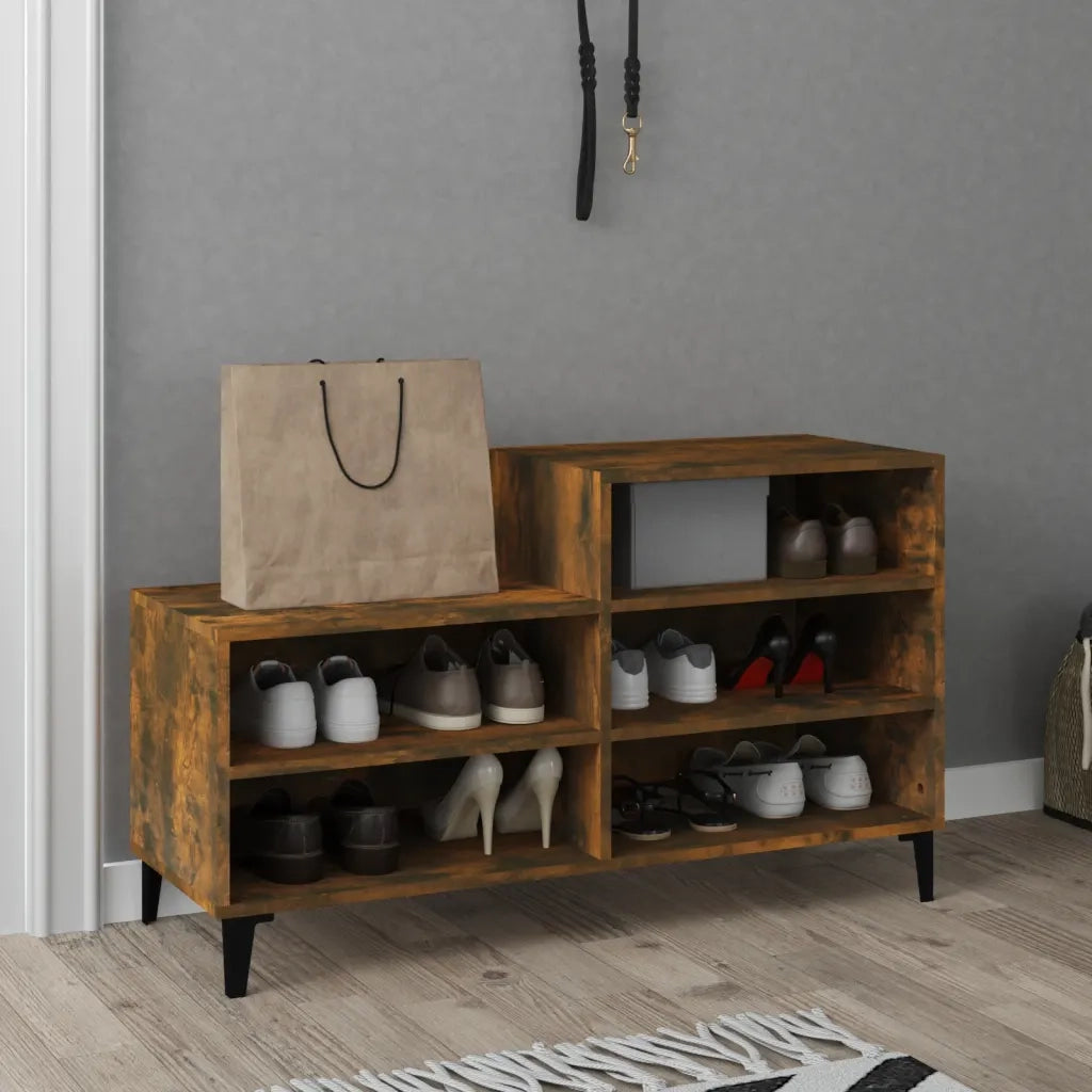 Scarpiera | Mobile per scarpe Rovere Fumo 102x36x60 cm in Legno Multistrato