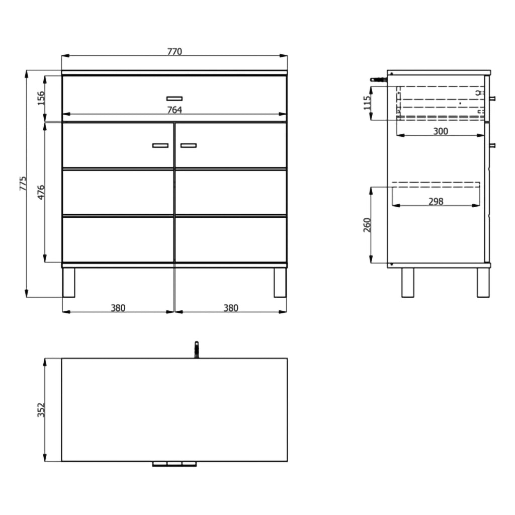 Madia Pisac, Credenza un Cassetto, 77x35x78h cm Marrone Rovere Nodi