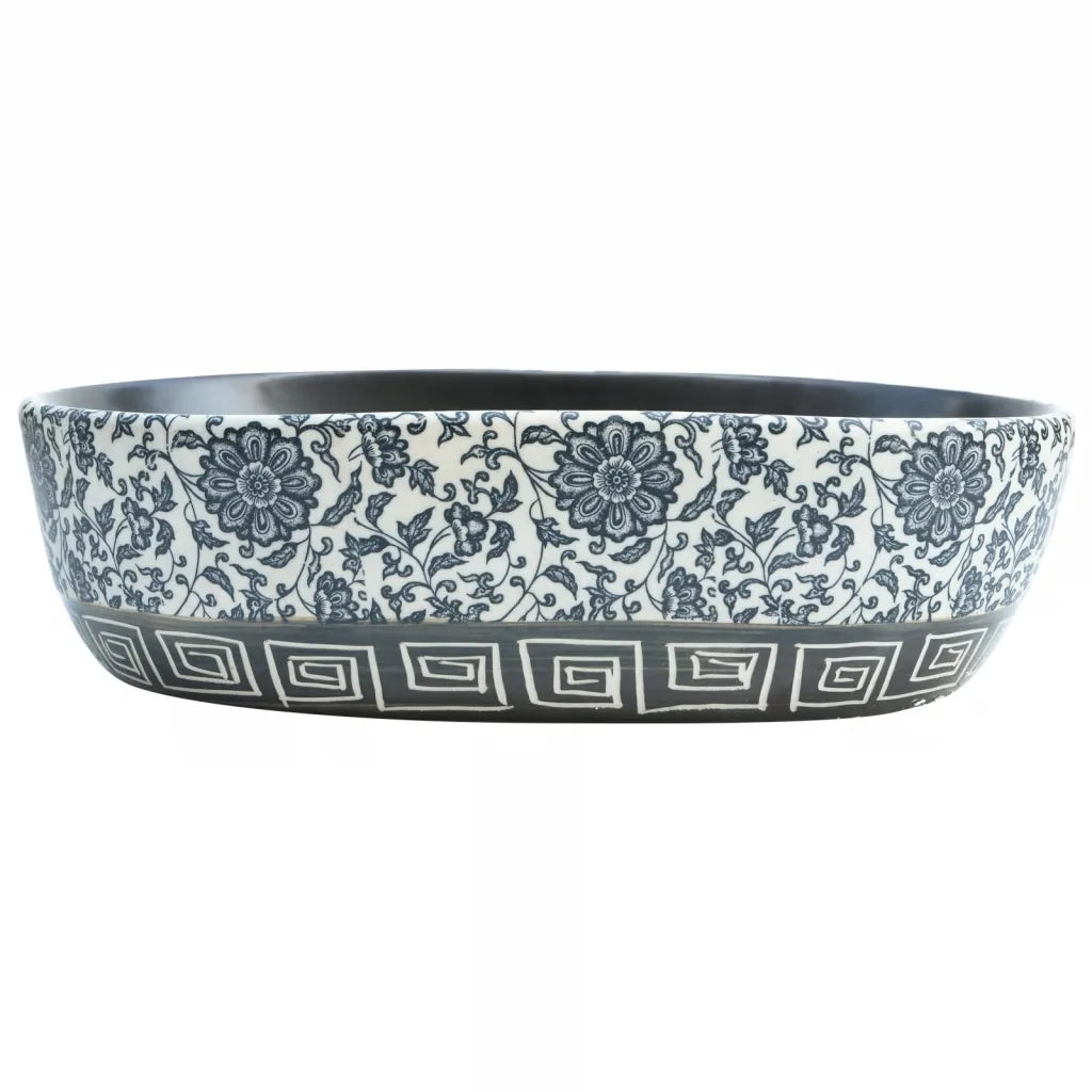 Lavabo da Appoggio Nero e Blu Ovale 47x33x13 cm Ceramica CFW8016953