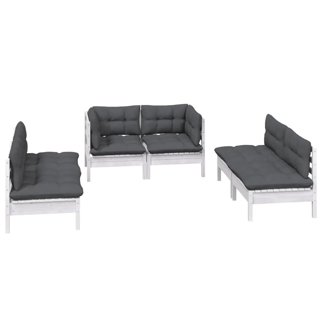Set Salotto da Giardino 6 pz con Cuscini Legno Massello di Pino 3096209