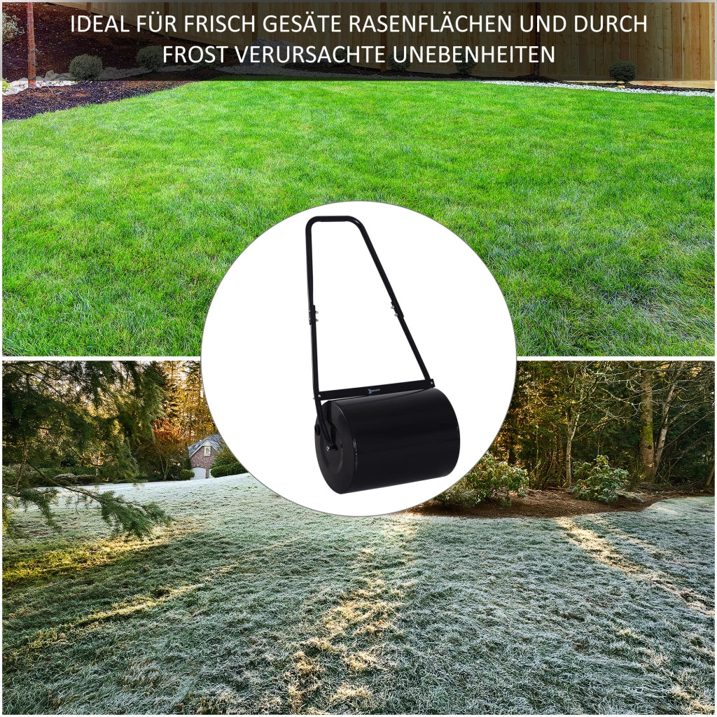 Rullo per Prato con Manico a U ¨C zephmum ¨C 40 cm Diametro, 60 L, Metallo, Nero 57x40x123 cm