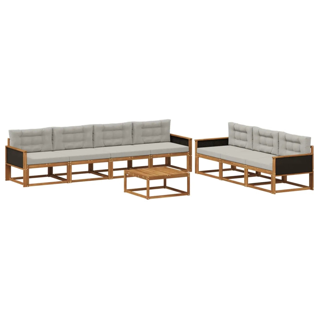 Set di divani da esterno 8 pcs Naturale e Grigio chiaro 3382394