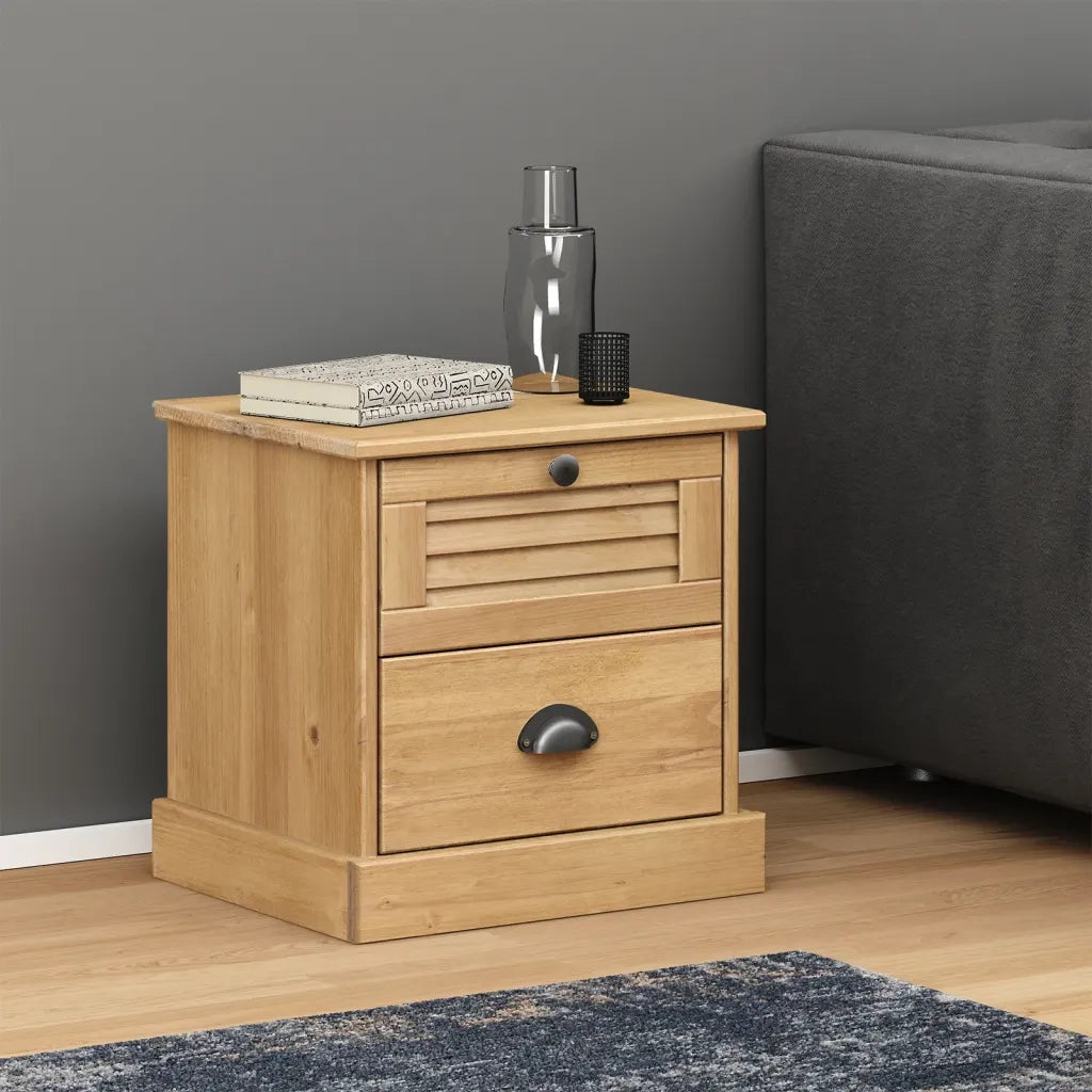 Comodino VIGO 42x35x42 cm in Legno Massello di Pino 353157