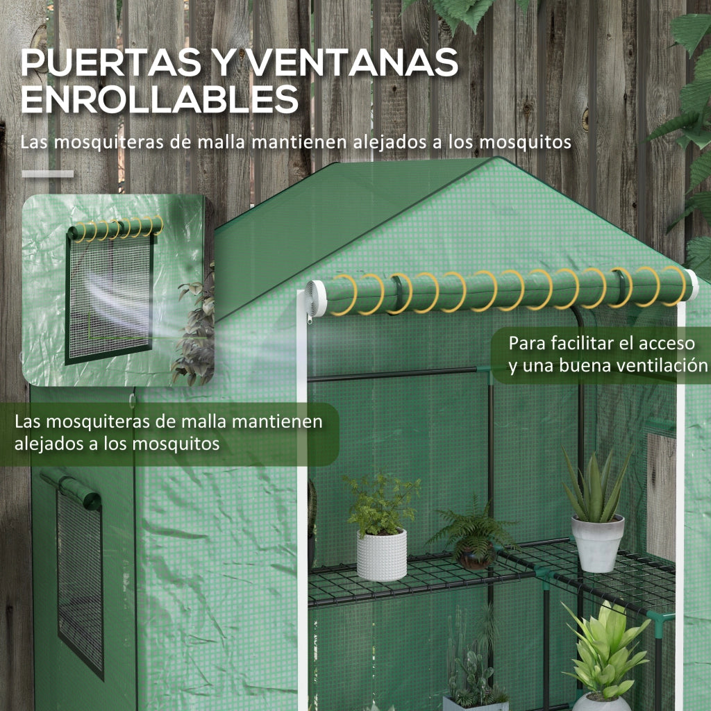 Serra da Giardino con Porta e Finestre ¨C Zephmum ¨C Verde 140x73x190 cm