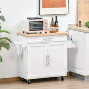 CARRELLO DA CUCINA CON CASSETTO E ARMADIETTO 109X40X89 CM BIANCO E LEGNO