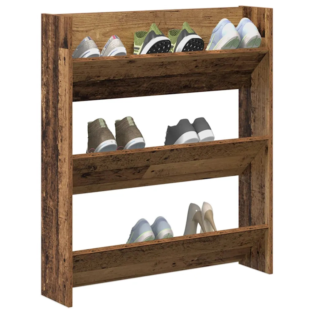 Scarpiera a Muro Legno Antico 80x18x90 cm in Legno Multistrato 856544
