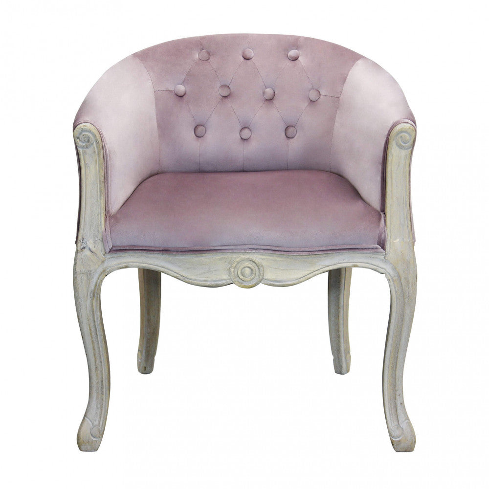 Poltrona Coreen in Velluto Rosa 61x61x71 h cm in Legno Rosa