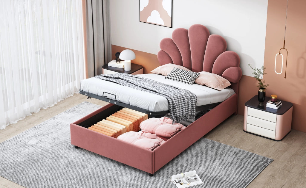 letto imbottito velluto rosa 90 x 200 cm