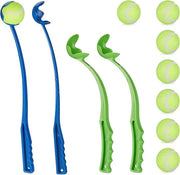 Set di lanciatori per cani da 4 pezzi con 8 palline da tennis - Giocattoli per cani - Astucci colorati e palline per un gioco infinito