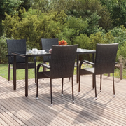 Set da Pranzo da Giardino 5 pz Nero in Polyrattan cod mxl 42807