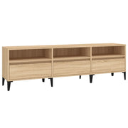 Mobile porta TV classico con vano contenitore per soggiorno 150 x 30 x 44 cm realizzato in legno composito di rovere Sonoma 02_0049187