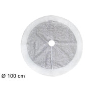 Trade Shop - Tappeto Sottoalbero Natale Gonna Copertura 100cm Effetto Glitter Silver Pelliccia -