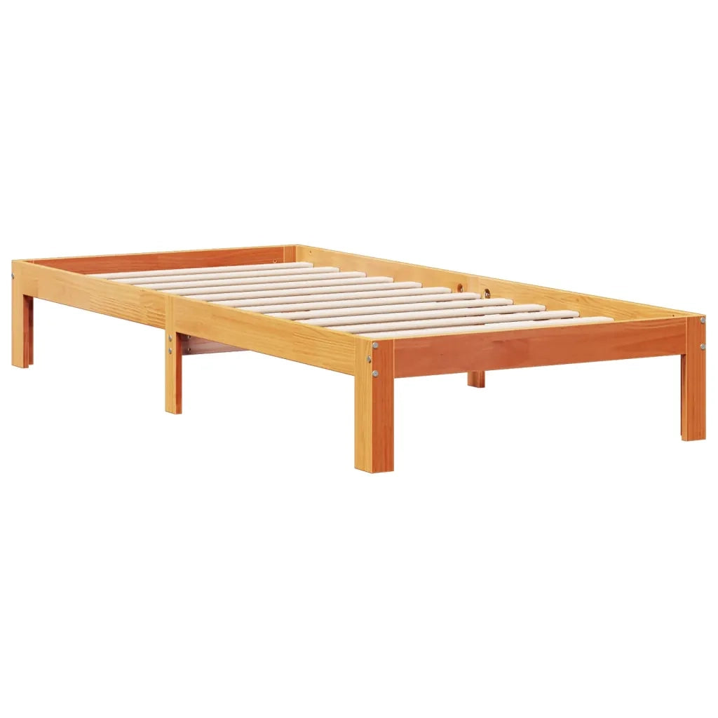 Letto Libreria senza Materasso Marrone Cera 75x190 cm in Pino