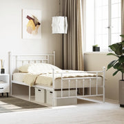 Giroletto con Testiera e Pediera-Struttura Letto Metallo Bianco 100x200 cm 758424