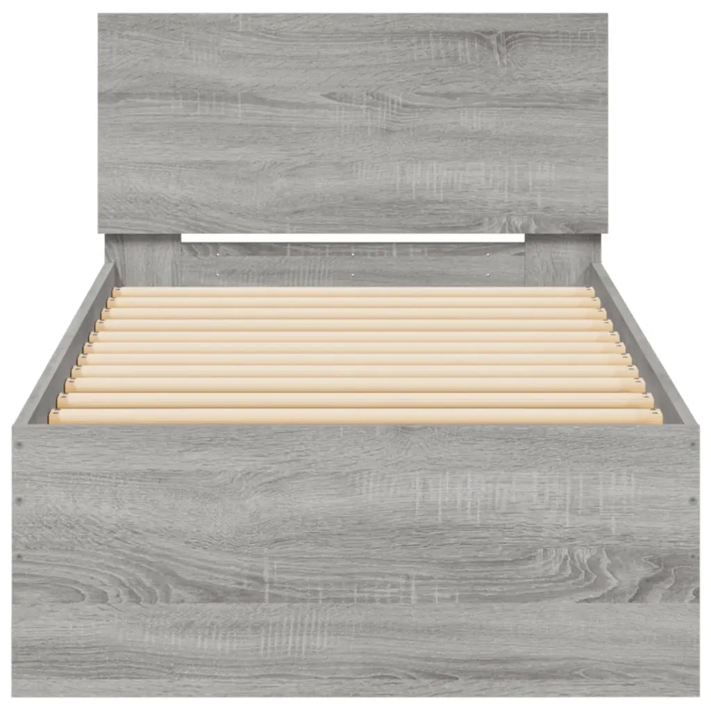 Giroletto con Testiera e LED Grigio Sonoma 90x200 cm