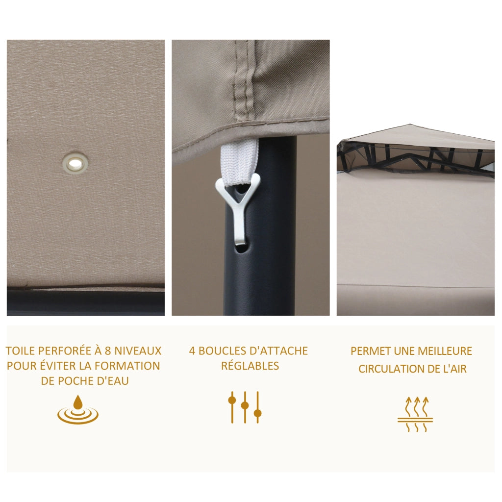 Gazebo da giardino 3x3 ¨C zephmum ¨C grigio impermeabile con zanzariere