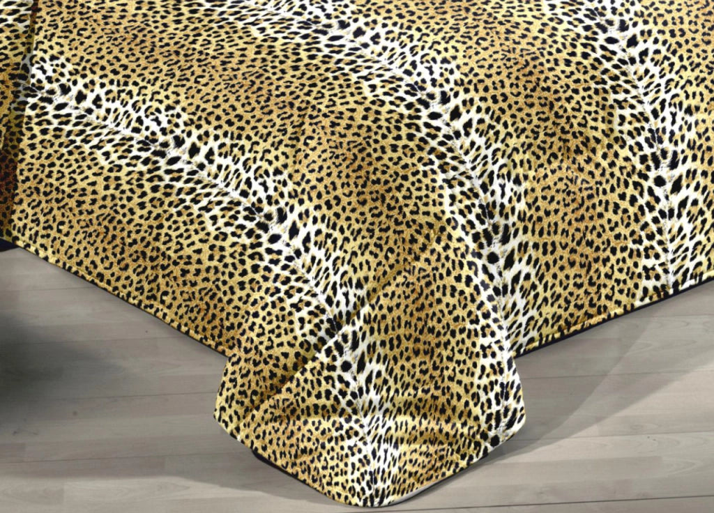 Trapunta Piumone Invernale Imbottita 300gr Microfibra Diadema Dis. Leopardato - Piazza E Mezza - D15