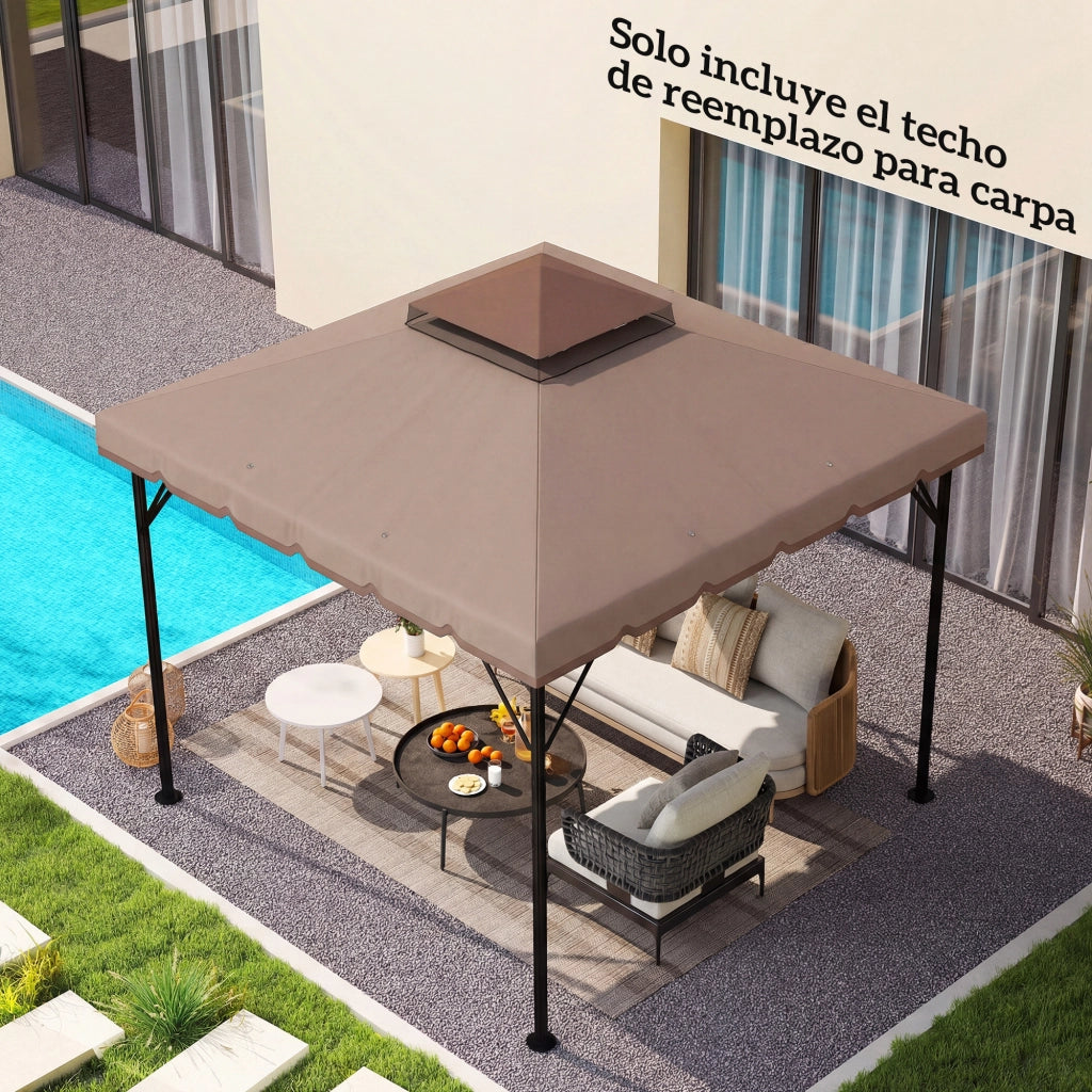 Toldo da giardino 3x3 m ¨C zephmum ¨C caqui, UPF 30+, con fori di drenaggio