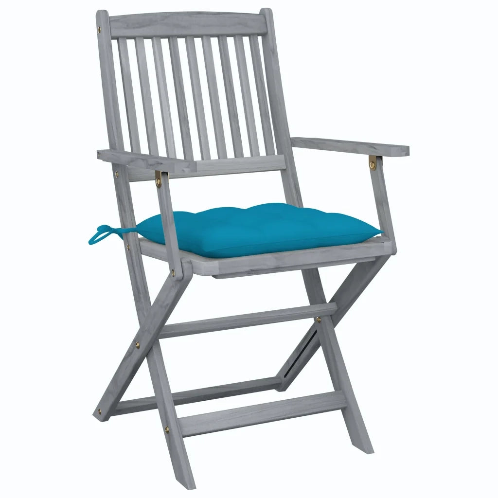 Sedie da Giardino Pieghevoli 2pz con Cuscini in Massello Acacia 3064501