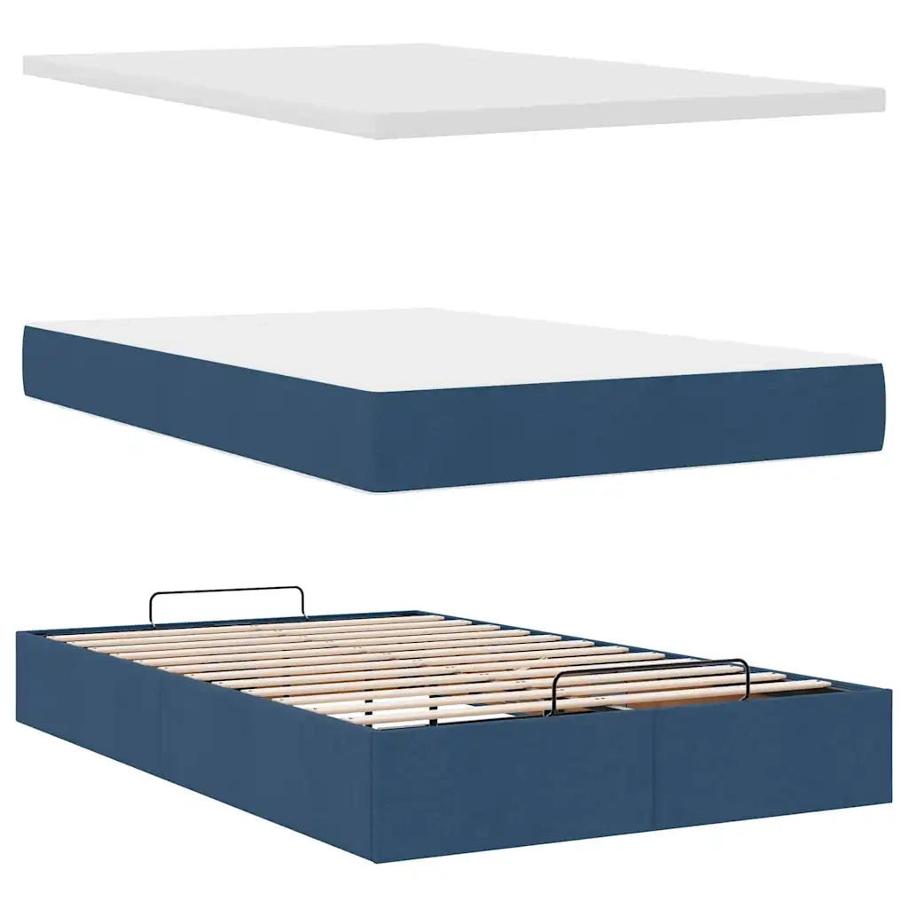Pouf Letto con Materasso e LED Blu 120x190cm in Tessuto 3312297