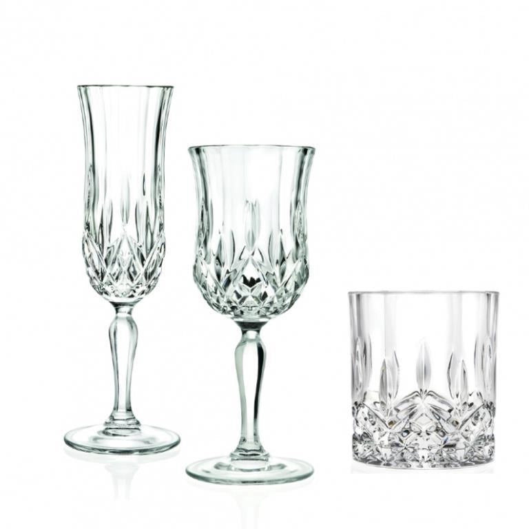 Set 18 Pezzi 6 Calici Vino 6 Calici Flute + 6 Bicchieri Acqua in Vetro Opera RCR