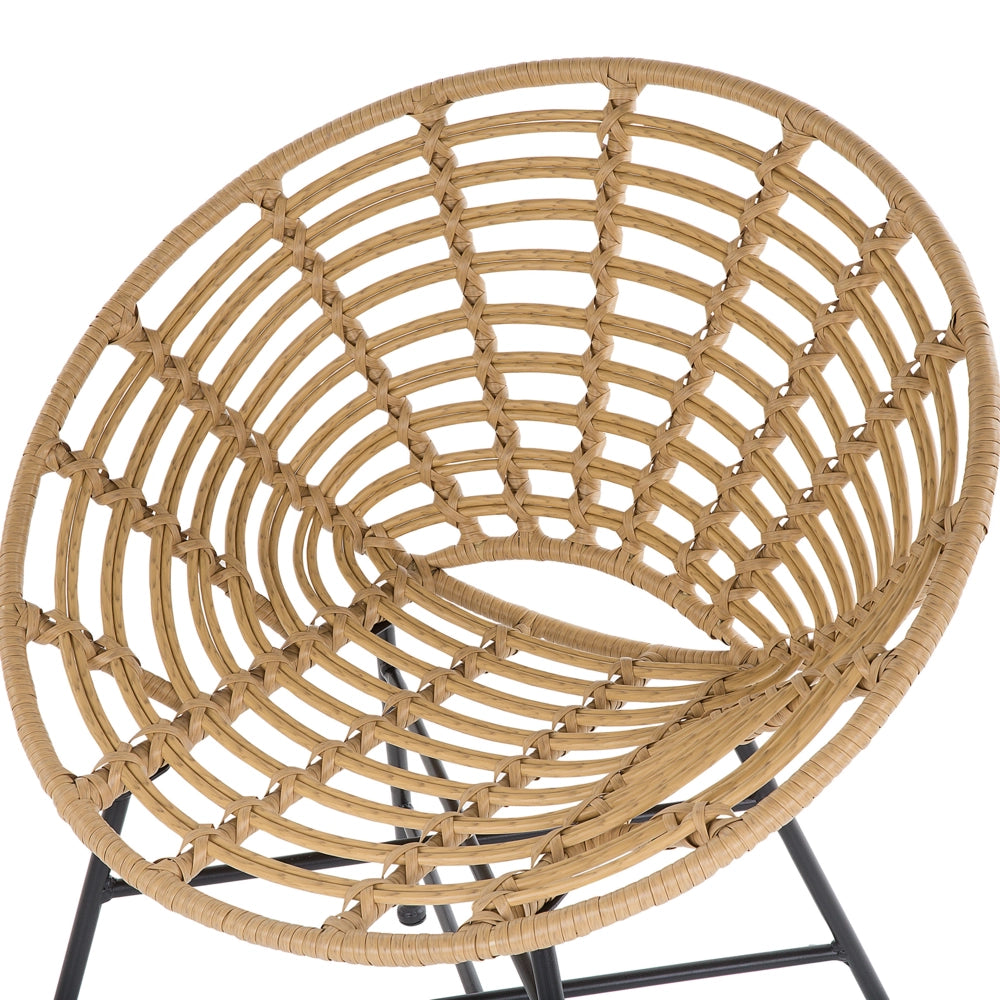Set di 2 sedie da giardino gambe in metallo rattan sintetico marrone chiaro forma rotonda Boho