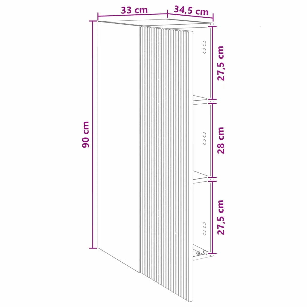 Mobiletto a muro Grigio Cemento 33 x 34,5 x 90 cm 898418