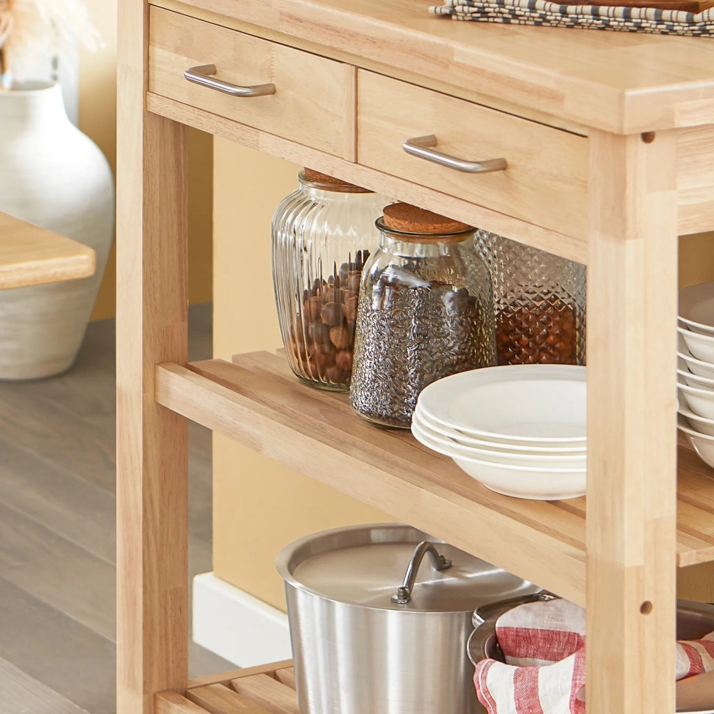 Carrello Cucina Scaffale Cucina Mobile Cucina Legno Con Route Fkw24-N