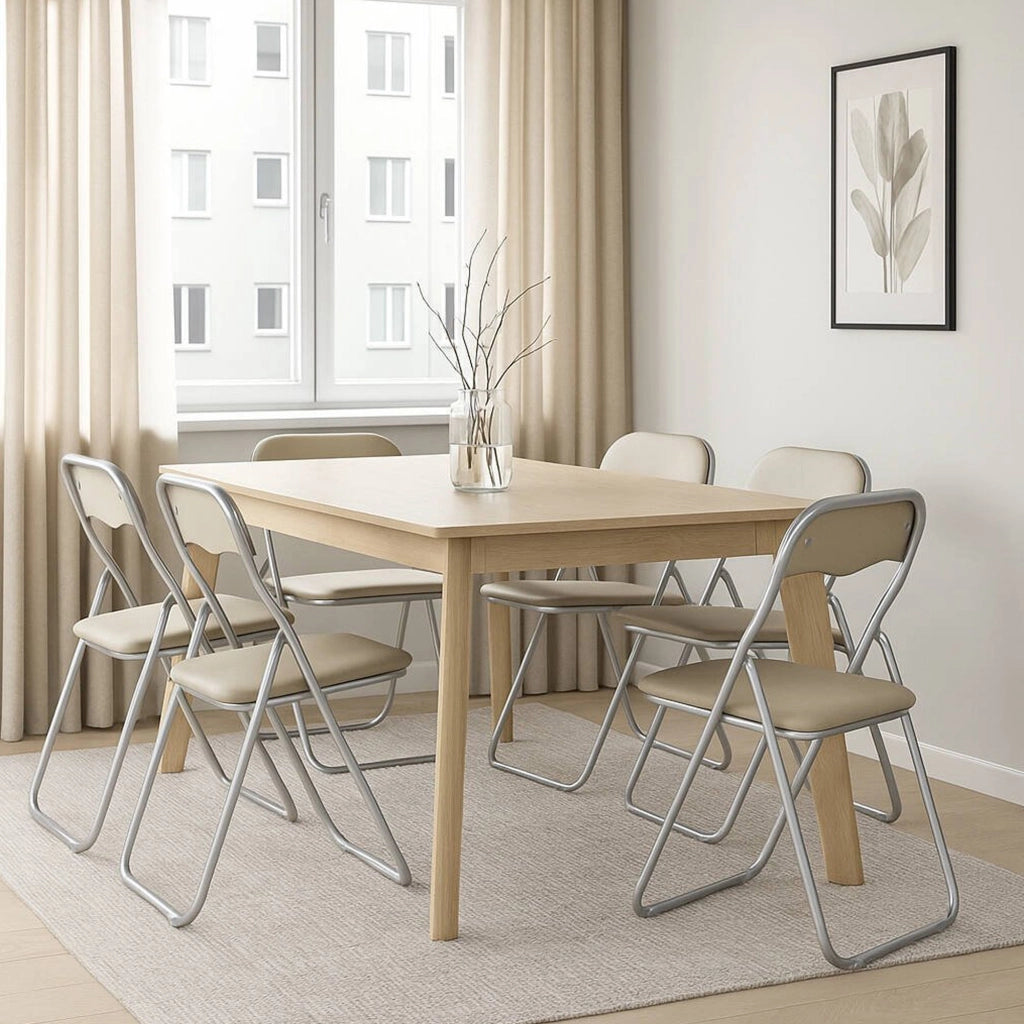 Set di sei sedie Antenore, colore sabbia, Misure 43 x 47 x 78 cm