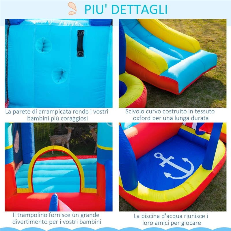 CASTELLO GONFIABILE 4 IN 1 CON SCIVOLO E PISCINA 265 X 260 X 200 CM MULTICOLORE
