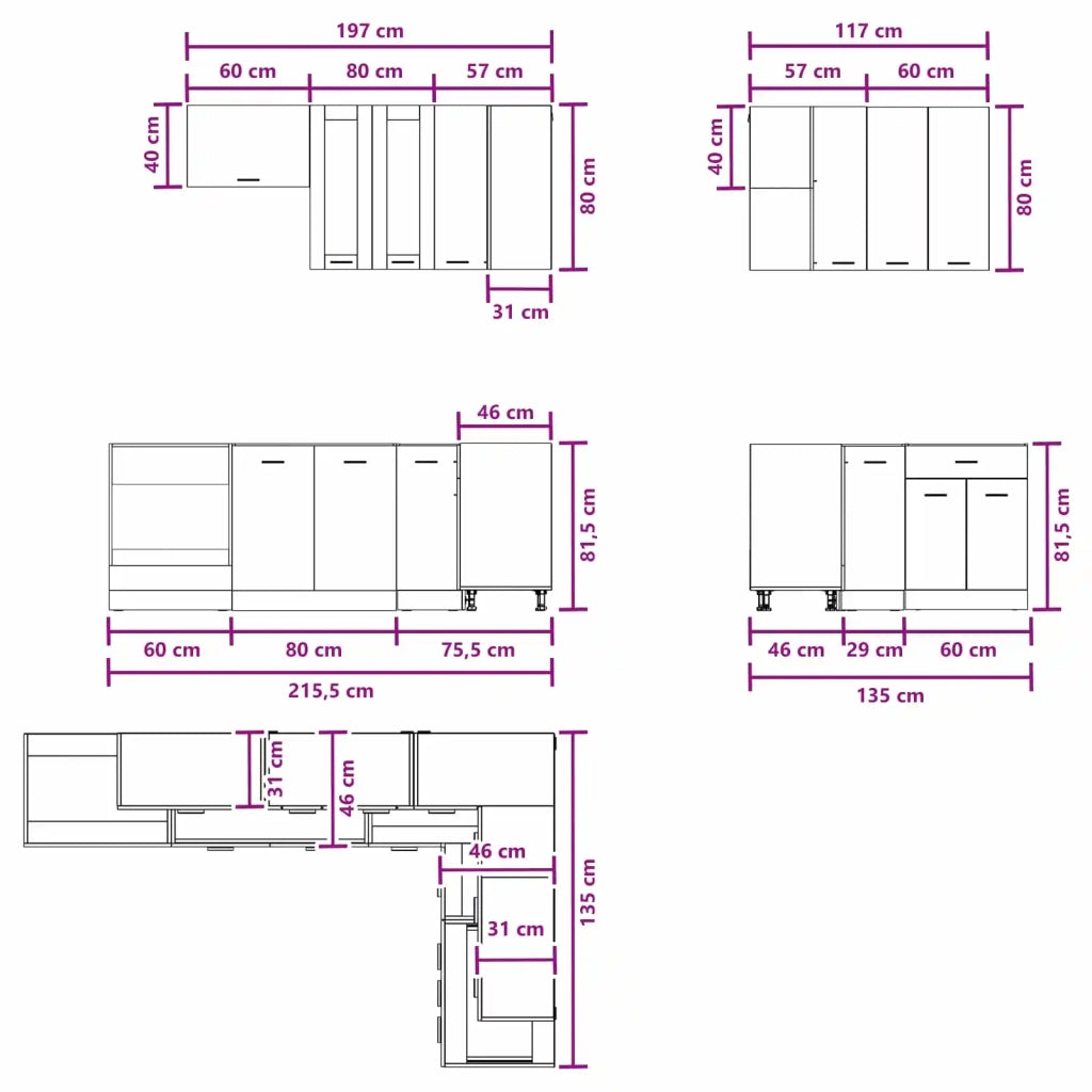 Unità Cucina LYON 8 pcs Legno antico Legno ingegnerizzato 3438513