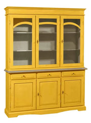 Cristalliera 3 ante legno pennellato gialla 156x42x205 - Mobili 2G